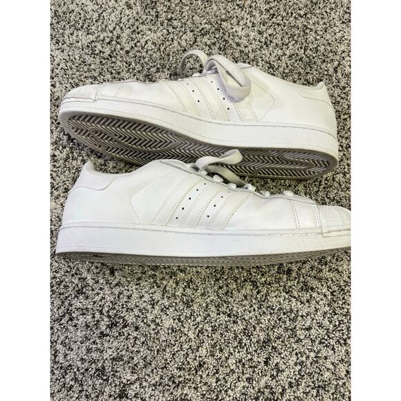 Adidas Superstar Clamshell Sneaker White/White, Men’s 11.5 Leather Athletic Shoe - Picture 10 of 11